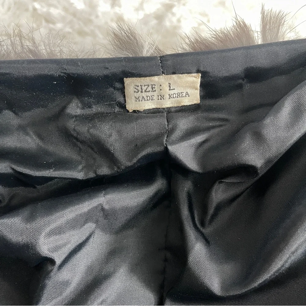 Vintage rabbit fur patchwork coat - size large, made in Korea - Picture 4 of 14